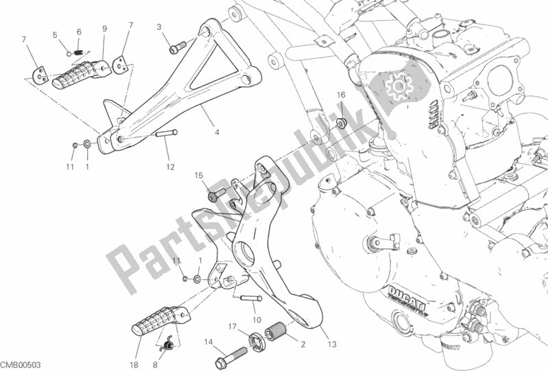 All parts for the Footrests, Right of the Ducati Supersport S 937 2018